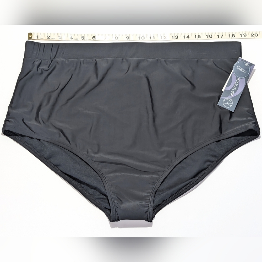 NWT Aqua Couture Curvy Women's Black Swimsuit Bikini Bottom, Size 2X